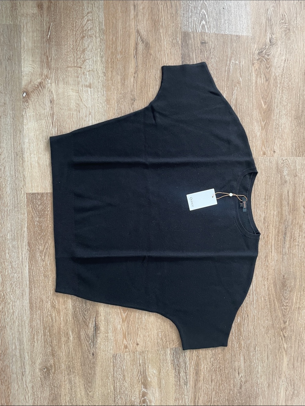 Quince Black Off-the-Shoulder Knit Sweater